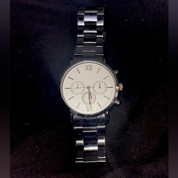 brushed black case watch with white dial and sapph face - Picture 3 of 4